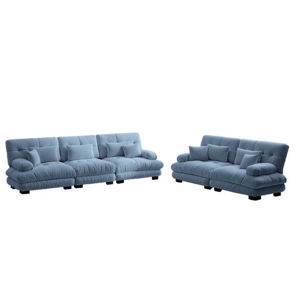 English Elm A Cloud-Soft Chenille Modular Sofa Set with Deep Seats and Plush Bolster Armrests Blue W714S01823