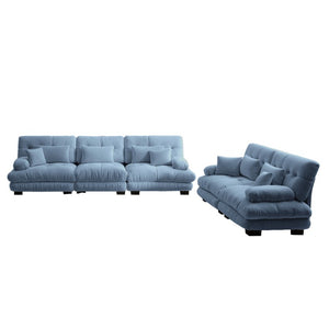 English Elm A Cloud-Soft Chenille Modular Sofa Set with Deep Seats and Plush Bolster Armrests Blue W714S01823