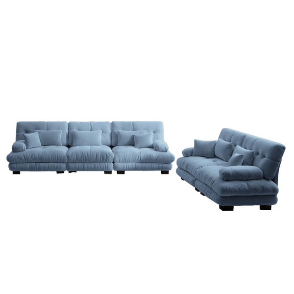 English Elm A Cloud-Soft Chenille Modular Sofa Set with Deep Seats and Plush Bolster Armrests Blue W714S01823