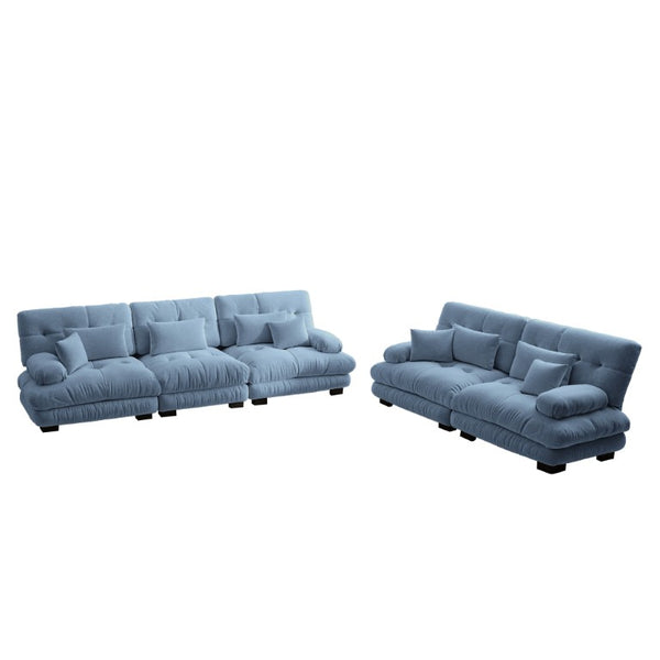 English Elm A Cloud-Soft Chenille Modular Sofa Set with Deep Seats and Plush Bolster Armrests Blue W714S01823