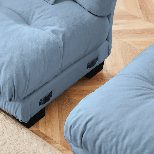 English Elm A Cloud-Soft Chenille Modular Sofa Set with Deep Seats and Plush Bolster Armrests Blue W714S01823