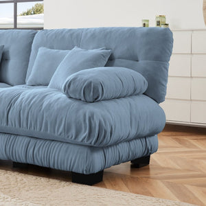 English Elm A Cloud-Soft Chenille Modular Sofa Set with Deep Seats and Plush Bolster Armrests Blue W714S01823