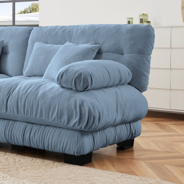 English Elm A Cloud-Soft Chenille Modular Sofa Set with Deep Seats and Plush Bolster Armrests Blue W714S01823