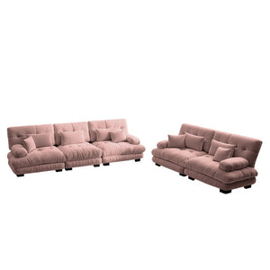 English Elm A Cloud-Soft Chenille Modular Sofa Set with Deep Seats and Plush Bolster Armrests Pink W714S01826
