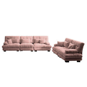 English Elm A Cloud-Soft Chenille Modular Sofa Set with Deep Seats and Plush Bolster Armrests Pink W714S01826