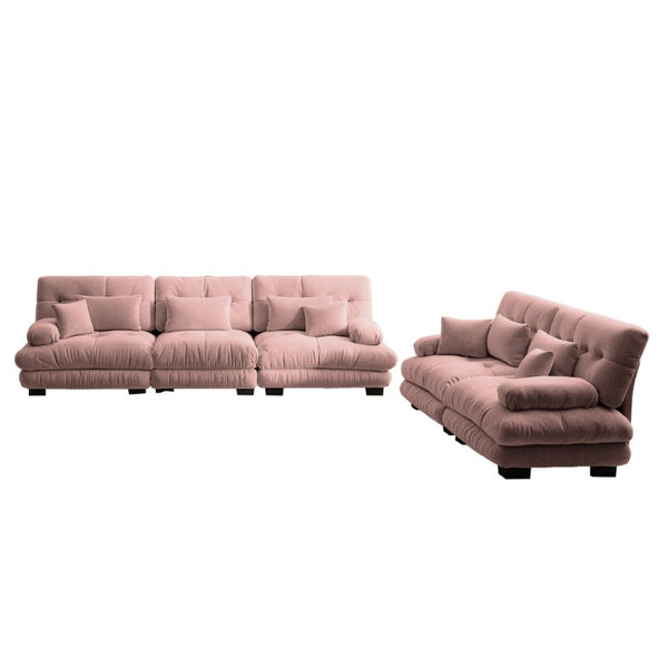English Elm A Cloud-Soft Chenille Modular Sofa Set with Deep Seats and Plush Bolster Armrests Pink W714S01826
