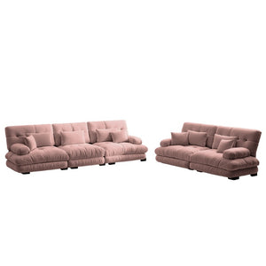 English Elm A Cloud-Soft Chenille Modular Sofa Set with Deep Seats and Plush Bolster Armrests Pink W714S01826