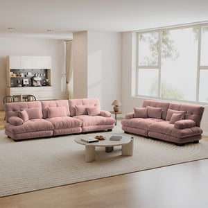 English Elm A Cloud-Soft Chenille Modular Sofa Set with Deep Seats and Plush Bolster Armrests Pink W714S01826