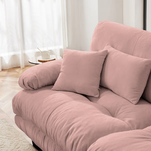 English Elm A Cloud-Soft Chenille Modular Sofa Set with Deep Seats and Plush Bolster Armrests Pink W714S01826