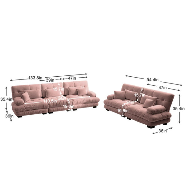 English Elm A Cloud-Soft Chenille Modular Sofa Set with Deep Seats and Plush Bolster Armrests Pink W714S01826