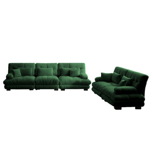 English Elm A Cloud Soft Chenille Modular Sectional Set with Deep Seats and Bolster Armrests Green W714S01828