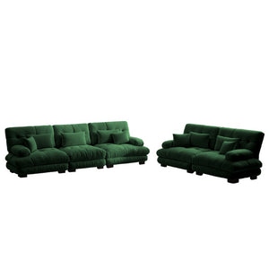 English Elm A Cloud Soft Chenille Modular Sectional Set with Deep Seats and Bolster Armrests Green W714S01828