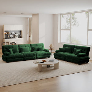 English Elm A Cloud Soft Chenille Modular Sectional Set with Deep Seats and Bolster Armrests Green W714S01828