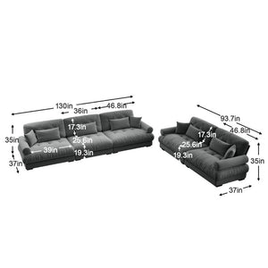 English Elm A Modular Velvet Sectional Sofa with Bolster Armrests and Plush Cloud Cushions Grey W714S01835