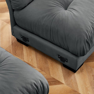 English Elm A Modular Gray Velvet Sofa Set with Cloud Comfort and Sculptural Bolster Armrests W714S01836