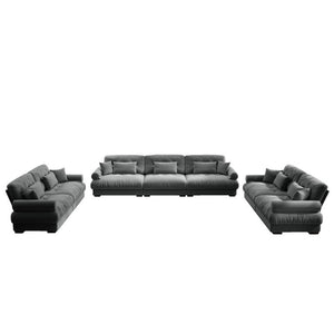 English Elm A Modular Gray Velvet Sofa Set with Cloud Comfort and Sculptural Bolster Armrests W714S01836