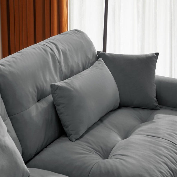 English Elm A Modular Gray Velvet Sofa Set with Cloud Comfort and Sculptural Bolster Armrests W714S01836