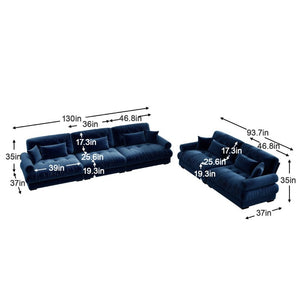 English Elm A Modular Velvet Sectional Sofa with Bolster Armrests and Plush Cloud Cushions Blue W714S01838