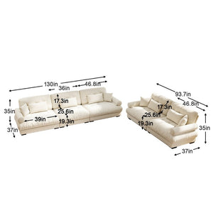 English Elm A Modular Velvet Sectional Sofa with Bolster Armrests and Plush Cloud Cushions Cream W714S01841