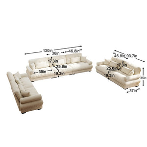 English Elm A Velvet Modular Sofa Set with Cloud Cushions and Bolster Armrests for Modern Living Cream W714S01842