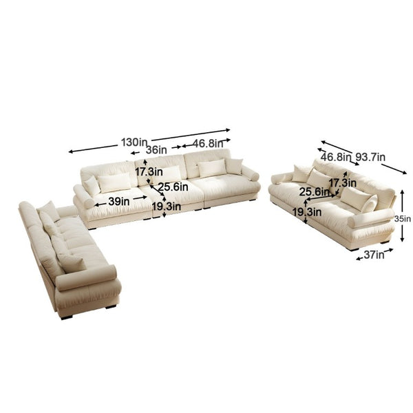 English Elm A Velvet Modular Sofa Set with Cloud Cushions and Bolster Armrests for Modern Living Cream W714S01842