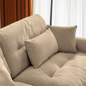 English Elm A Velvet Modular Sofa Set with Cloud Cushions and Bolster Armrests for Modern Living Camel W714S01845