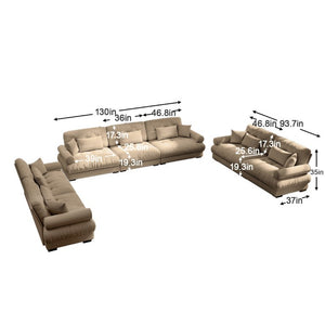 English Elm A Velvet Modular Sofa Set with Cloud Cushions and Bolster Armrests for Modern Living Camel W714S01845