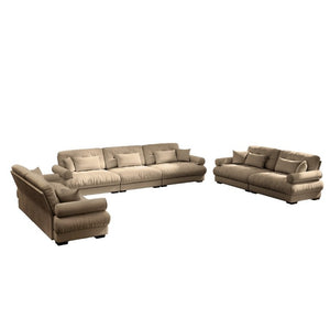 English Elm A Velvet Modular Sofa Set with Cloud Cushions and Bolster Armrests for Modern Living Camel W714S01845