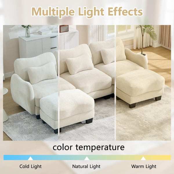 English Elm Chenille Upholstered Loveseat with Curved Silhouette Foam Cushions and Lumbar Pillow Support Beige W714S01923