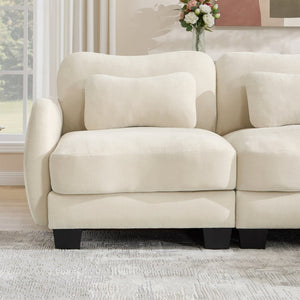 English Elm Chenille Upholstered Loveseat with Curved Silhouette Foam Cushions and Lumbar Pillow Support Beige W714S01923