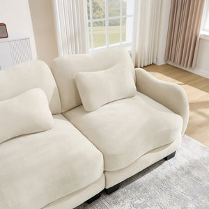 English Elm Chenille Upholstered Loveseat with Curved Silhouette Foam Cushions and Lumbar Pillow Support Beige W714S01923