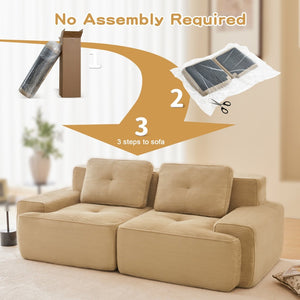 English Elm A Tufted Corduroy Modular Sofa Set with Pearl Piping for Living Rooms and Apartments Camel W714S01924