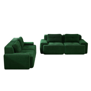 English Elm A Tufted Corduroy Modular Sofa Set with Pearl Piping for Living Rooms and Apartments Green W714S01926