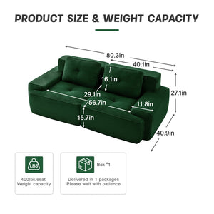 English Elm A Tufted Corduroy Modular Sofa Set with Pearl Piping for Living Rooms and Apartments Green W714S01926