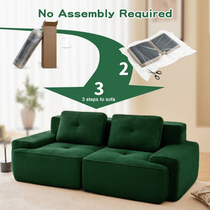 English Elm A Tufted Corduroy Modular Sofa Set with Pearl Piping for Living Rooms and Apartments Green W714S01926