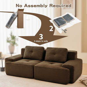 English Elm A Tufted Corduroy Modular Sofa Set with Pearl Piping for Living Rooms and Apartments Brown W714S01928
