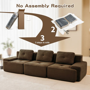 English Elm A Tufted Corduroy Modular Sectional Sofa with Deep Seating and Tailored Piping Trim Brown W714S01929