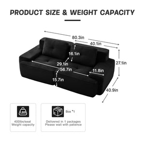 English Elm A Tufted Corduroy Modular Sectional Sofa with Deep Seating and Tailored Piping Trim Black W714S01931