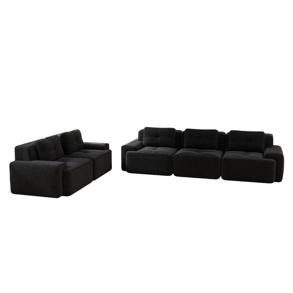 English Elm A Tufted Corduroy Modular Sectional Sofa with Deep Seating and Tailored Piping Trim Black W714S01931
