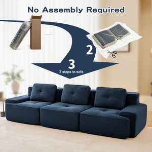 English Elm A Tufted Corduroy Modular Sectional Sofa with Deep Seating and Tailored Piping Trim Blue W714S01933
