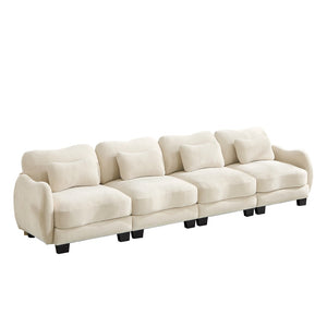 English Elm Oversize Chenille Four Seat Modular Sofa Ergonomic Curved Cloud Comfort Living Room Couch Beige W714S01939