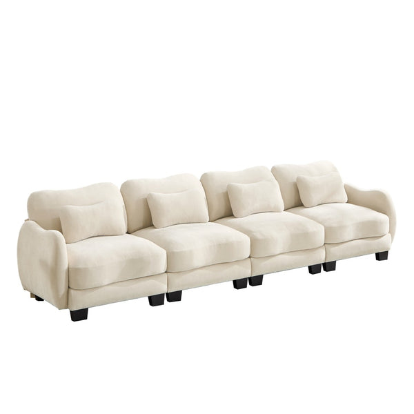 English Elm Oversize Chenille Four Seat Modular Sofa Ergonomic Curved Cloud Comfort Living Room Couch Beige W714S01939