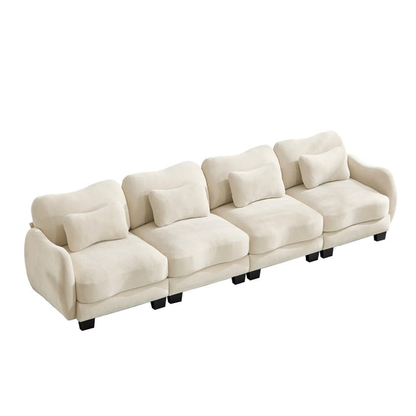 English Elm Oversize Chenille Four Seat Modular Sofa Ergonomic Curved Cloud Comfort Living Room Couch Beige W714S01939