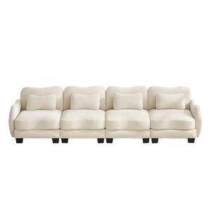 English Elm Oversize Chenille Four Seat Modular Sofa Ergonomic Curved Cloud Comfort Living Room Couch Beige W714S01939