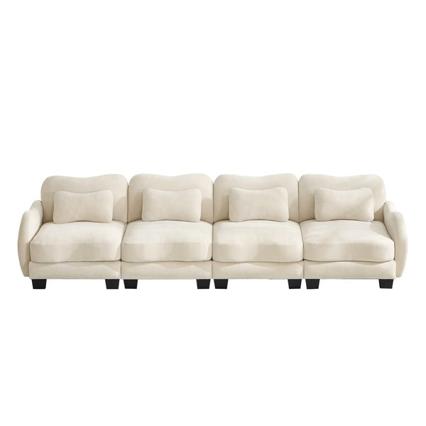 English Elm Oversize Chenille Four Seat Modular Sofa Ergonomic Curved Cloud Comfort Living Room Couch Beige W714S01939
