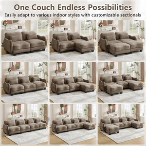 English Elm Chenille Upholstered Loveseat with Curved Silhouette Foam Cushions and Lumbar Pillow Support Coffee W714S01942