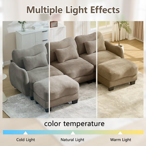 English Elm Chenille Upholstered Loveseat with Curved Silhouette Foam Cushions and Lumbar Pillow Support Coffee W714S01942