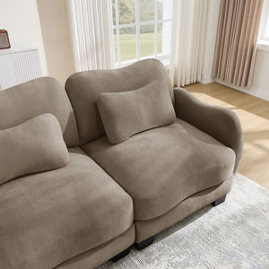 English Elm Chenille Upholstered Loveseat with Curved Silhouette Foam Cushions and Lumbar Pillow Support Coffee W714S01942