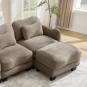 English Elm Chenille Upholstered Loveseat with Curved Silhouette Foam Cushions and Lumbar Pillow Support Coffee W714S01942