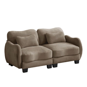 English Elm Chenille Upholstered Loveseat with Curved Silhouette Foam Cushions and Lumbar Pillow Support Coffee W714S01942